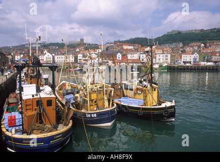 Scarborough Yorkshire fishing vessels boats town Stock Photo