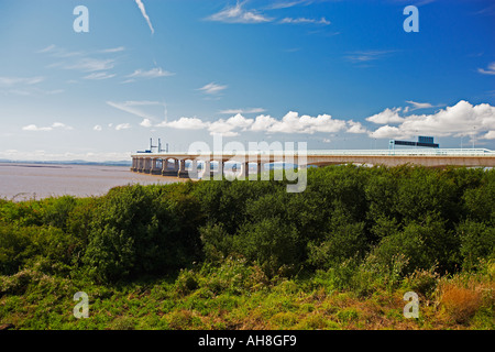 Second Severn Bridge, crossing the Severn Estuary between Wales and England, UK Stock Photo