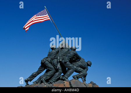 United States Flag flies over the United States Marine Corp Memorial Washington D C