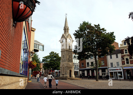 Market Square and Clock Tower, Aylesbury, Buckinghamshire, England, UK Stock Photo