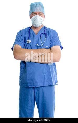 Friendly surgeon in scrubs with his arms folded Stock Photo