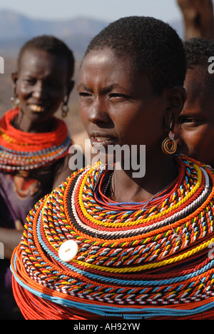 An attractive young Samburu woman in traditional dress near Samburu National Reserve Kenya East Africa Stock Photo