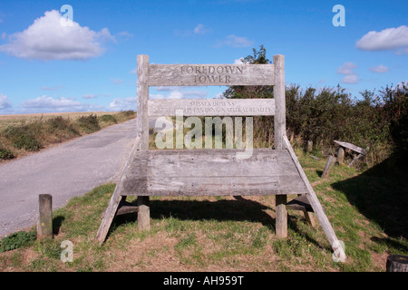 Signpost  for Foredown Tower on the Sussex Downs, Sussex, UK Stock Photo