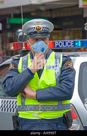 police officer wearing mask alamy breathing tasmanian