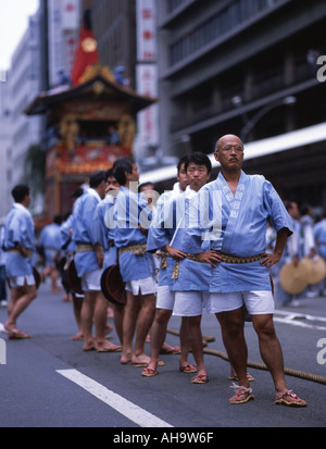 Gion Matsuri Kyoto Giant ornate floats mikoshi are towed through the city Stock Photo