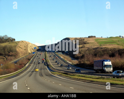 Twyford Cutting M3 Motorway Travelling North Hampshire England UK Stock Photo