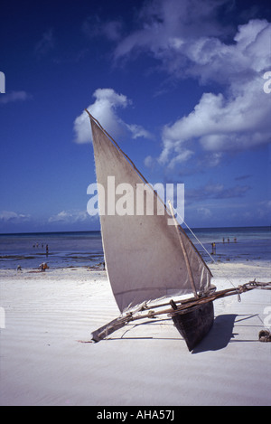 Traditional dugout boat Ras Nungwi Zanzibar Tanzania East Africa Stock Photo