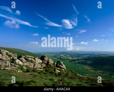 View from Hookney Tor, Dartmoor, UK, near Grimspound Stock Photo