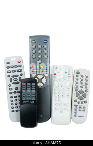 5 remote controls Stock Photo