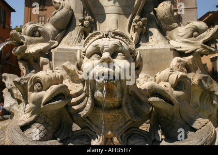 Fountain within the Piazza della Rotonda opposite the Pantheon Rome Italy Stock Photo