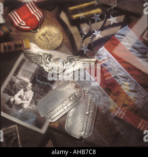 Still Life Of Word War II 2 Veteran Medals Memorabilia (Uncle Andy) Stock Photo