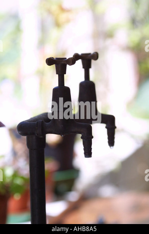 School equipment water taps in science laboratory Stock Photo