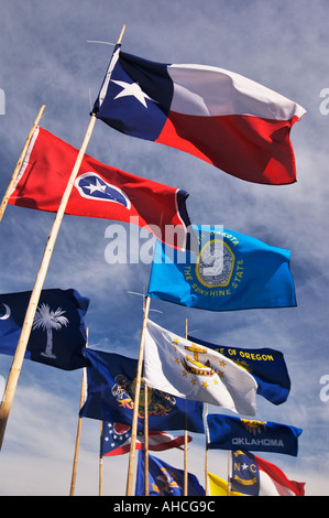 State Flags of the United States Waving in the Wind Friendship Indiana Stock Photo