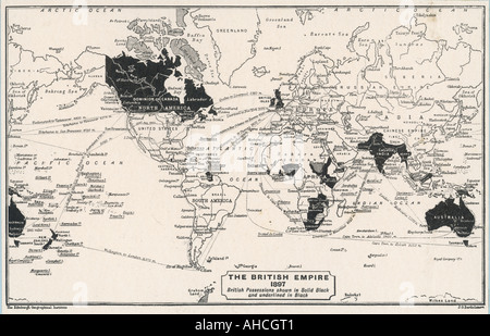 World Map 1897 Stock Photo