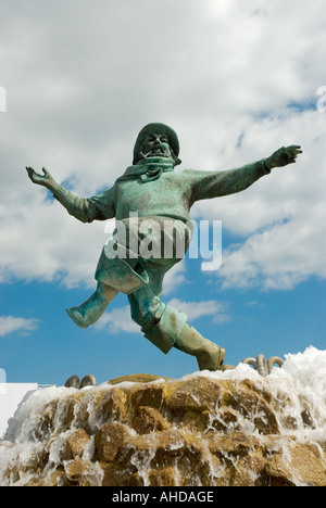 Jolly fisherman statue and fountain Skegness Lincolnshire England from a railway poster 'Skegness is so bracing' Stock Photo