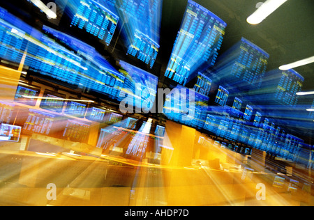 many screens at stock exchange Stock Photo