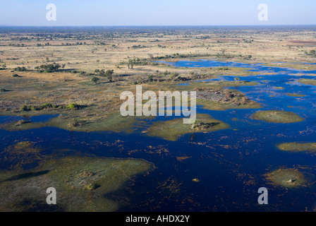 Aerial view of the Okavango Delta wetlands, Botswana. Stock Photo