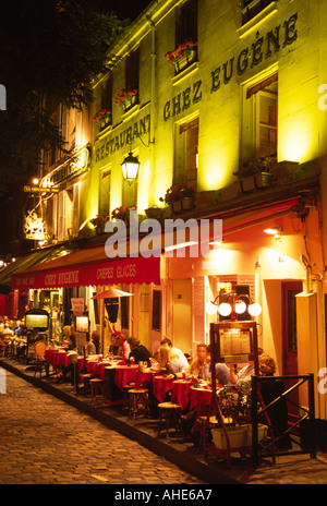 Place du Tertre, Chez Eugene Restaurant, Montmartre, Paris. Stock Photo