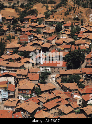 Aerial view of roofs of traditional houses in Iskilip town, Çorum Turkey. Stock Photo