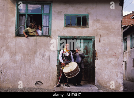 Traditional Drummer and zurna player in Iskilip town, Çorum Turkey. Stock Photo
