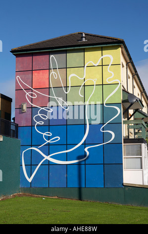 The Peace Mural part of the peoples gallery murals in Rossville Street of the bogside area of Derry Londonderry Northern Ireland Stock Photo