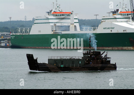 An Army LCU Mk10 landing craft on Southampton Water Hampshire southern England UK Stock Photo