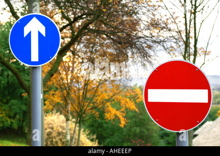 Confusing road signs in EU Stock Photo