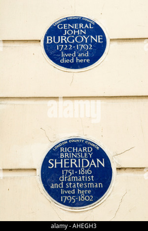 General John Burgoyne Richard Brinsley Sheridan lived died here at 10 Hertford Street Mayfair central London W1 HOMER SYKES Stock Photo