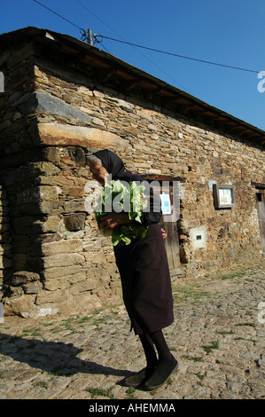 An elderly villager in Rio de Onor rural settlement near the city of Braganca in north-eastern Portugal Stock Photo