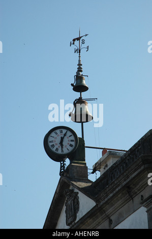 View of the Renaissance clock tower of the town hall in the town of Valenca, also known as Valenca do Minho northern Portugal Stock Photo