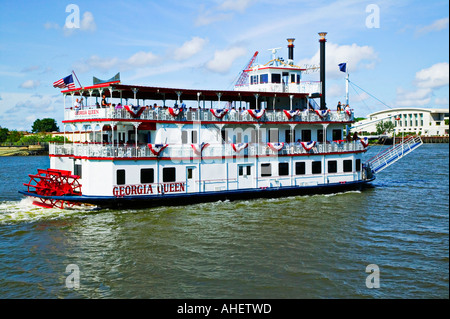 Georgia Queen paddle-wheel riverboat, Savannah, Georgia, USA Stock ...