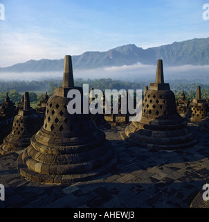 World Biggest Buddhist Temple, Borobudur aerial view in Indonesia Stock ...