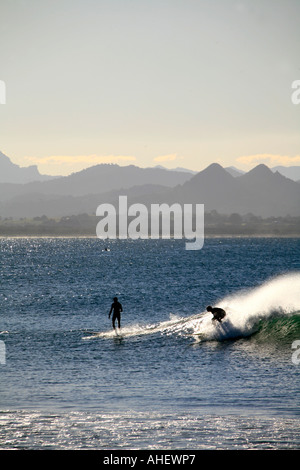 Surfing the afternoon break at Wategos beach Byron Bay Australia Stock Photo