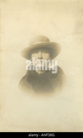 Faded sepia print of young woman Stock Photo