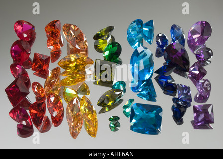 Cut gemstones in rainbow colours Stock Photo