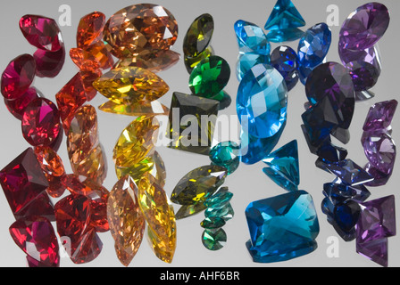 Cut gemstones in rainbow colours Stock Photo
