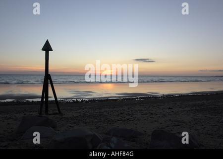 View from Dinas Dinlle beach at sunset Snowdonia Wales Stock Photo
