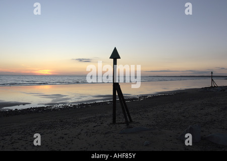 View from Dinas Dinlle beach at sunset Snowdonia Wales Stock Photo