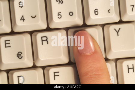 Typing on a Computer Keyboard, Close Up. Stock Photo