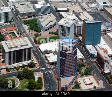 aerial above downtown Tucson, Arizona Stock Photo
