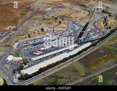 aerial view above NASCAR race at Infineon raceway Sears Point Sonoma county California Stock Photo