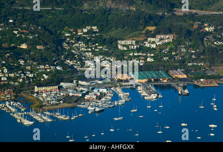 aerial view above Sausalito, California, Richardson Bay an arm of San Francisco bay Stock Photo