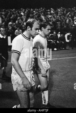 football, Bundesliga, 1968/1969, Boekelberg Stadium, Borussia Moenchengladbach versus Kickers Offenbach 4:1, football players, left Horst Koeppel, right Herbert Laumen (beide Gladbach) Stock Photo