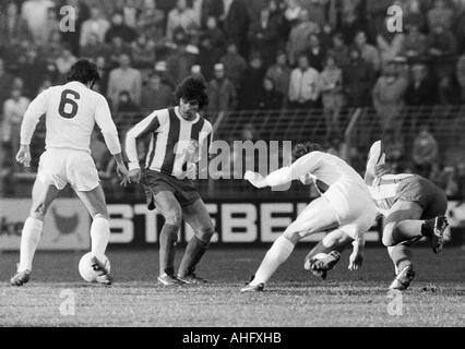 football, Bundesliga, 1972/1973, Boekelberg Stadium, Borussia Moenchengladbach versus Wuppertaler SV 2:1, scene of the match, Heinz Dieter Loemm (WSV) middle Stock Photo