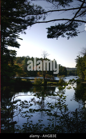 Loon Lake taken at the end of day in early autumn in the Adirondack State Park of New York USA Stock Photo