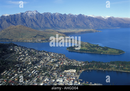 A view from Bob s Peak overlooking Queenstown and Lake Wakatipu New Zealand Stock Photo