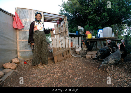 Kurdish nomadic pregnant couple up in the hills of Southern Turkey near Kas. Stock Photo