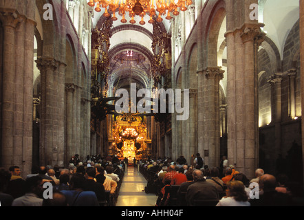 Interior of the Cathedral at Santiago de Compostela Spain Stock Photo