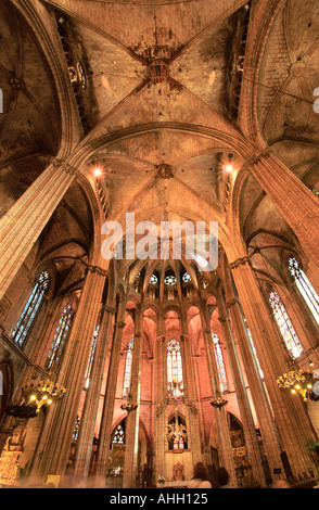 Inside the Gothic Cathedral of Santa Eulalia Barcelona 14 Stock Photo