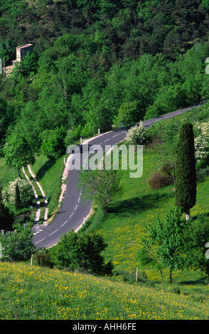 Winding road near Bordeaux village Provence south France Stock Photo